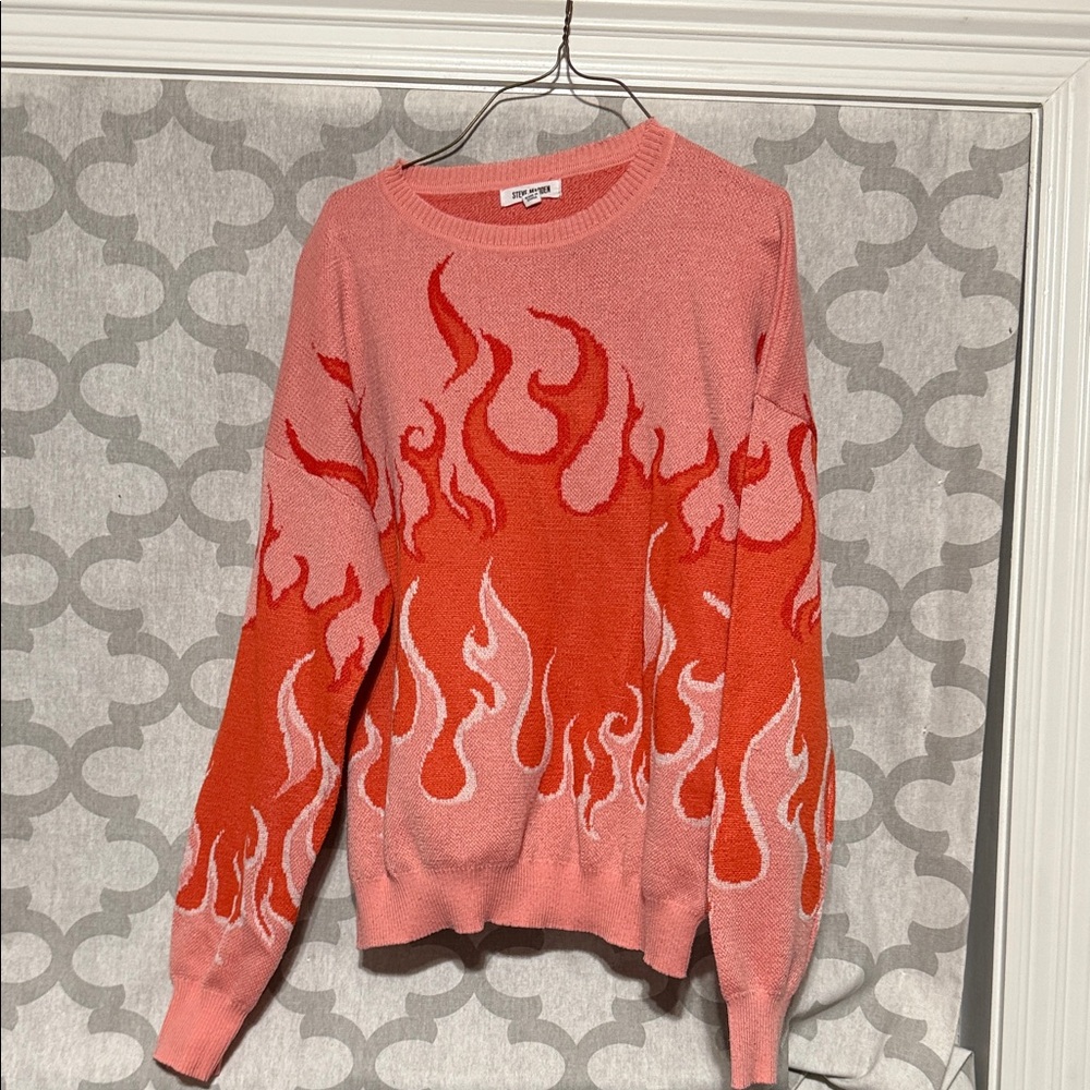 Steve Madden Pink and Orange Flame Sweater